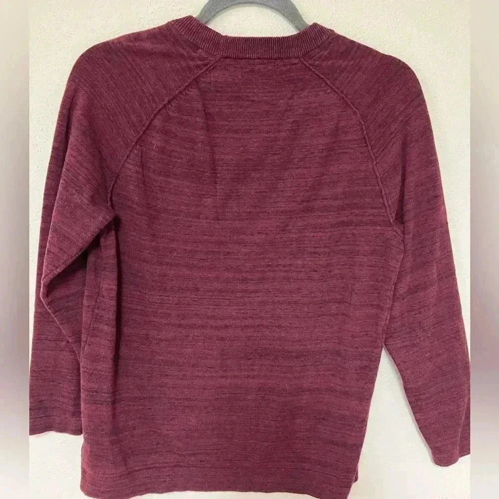 Porter + Ash Men’s Burgundy Cotton Marled Crewneck Sweater Small